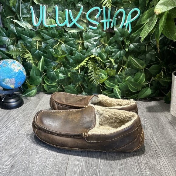 UGG Men's Shoes ASCOT LEATHER Casual Comfort Slipper SZ 10 US - Picture 4 of 9